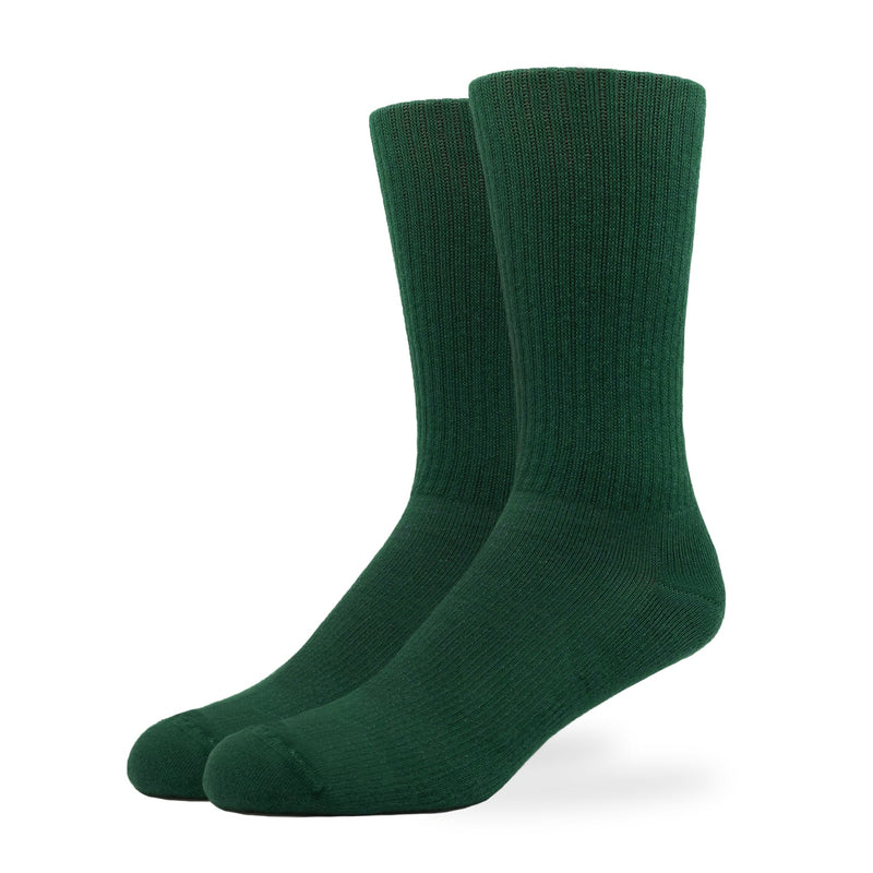 SILVER SOLID RIBBED SOCKS | FOREST GREEN